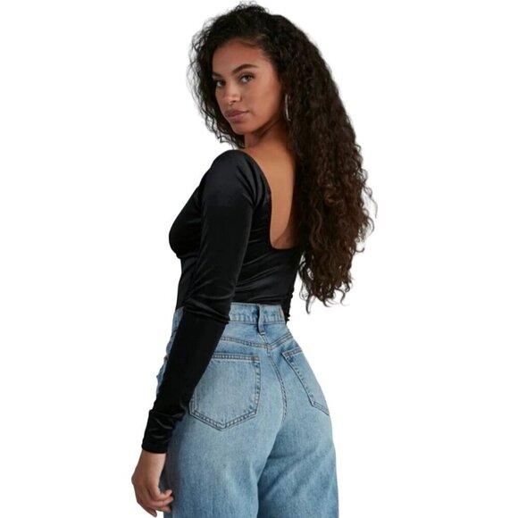 NWT Windsor Womens Bodysuit Size L Rhinestone Long Sleeve Sparkle Embellished - Picture 3 of 12